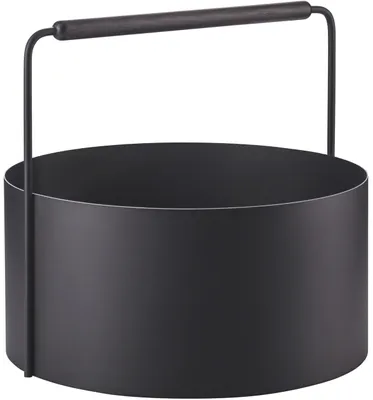 Image de Blomus Panier à bois ASHI Panier à bois de chauffage Ø 45cm métal avec poignée en bois noir