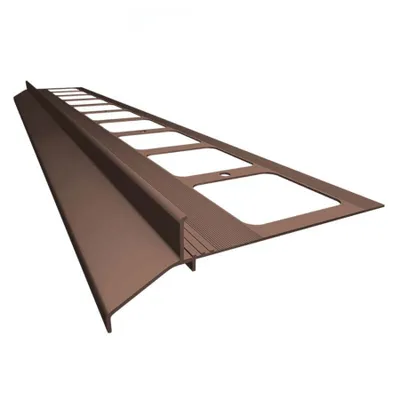 Zdjęcie produktu dla Renoplast Profil okapowy aluminiowy K30, Do posadzki klejonej na tarasy i balkony, Profil prosty 200cm, Brąz