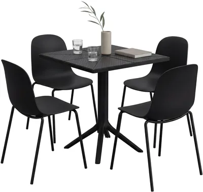 Immagine prodotto di Set di mobili da giardino Nerra con 4 sedie | Colore: nero | Dimensioni: 166x162x85 cm
