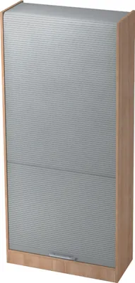 Produktbild von bümö Rollladenschrank office - 5 Ordnerhöhen - Griff: Relinggriff (Kunststoff), Nachbildung: Nussbaum/Silber