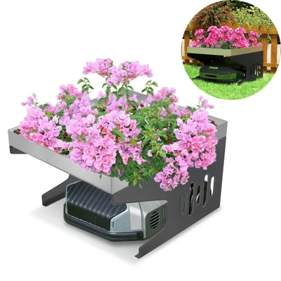 Image de Garage pour tondeuse robot XINZI avec jardinière, toit résistant aux intempéries, abri, 43 x 60 x 70 cm, abri pour tondeuse à gazon, métal, acier inoxydable