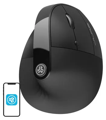 Produktbild von JLab JBUDS ERGONOMIC, rechts, Vertikale Ausführung, RF Wireless + Bluetooth, 2400 DPI, Schwarz