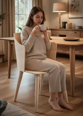 Produktbild von Komfortabler Holzstuhl mit ergonomischer Rückenlehne für optimalen Sitzkomfort