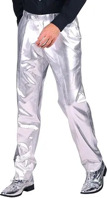 Produktbild von Herrenhose metallic silber Karneval Fasching Party, Groesse:48