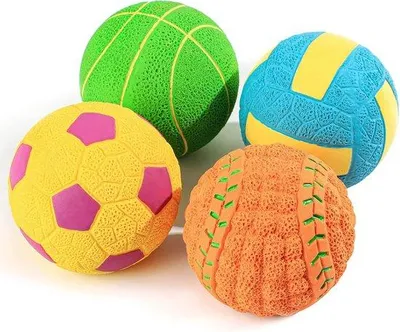 Produktbild von Famanu Hundespielzeug Piepende Latexbälle 6 cm – Set von 4 – Für kleine Hunde