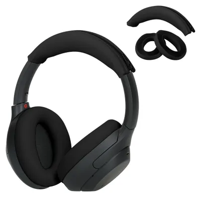 Produktbild von kwmobile Kopfband Abdeckung Ohrpolster Set kompatibel mit Sony WH-1000XM4 / WH-1000XM3 - Headband Case - Kopfhörer Ersatz Polster - Schutz in Schwarz