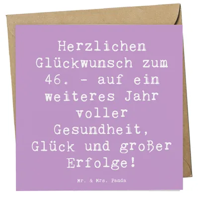 Produktbild von Mr. & Mrs. Panda Grußkarte Spruch 46. Geburtstag Glückwünsche - Lavendeltraum - Geschenk, Glück, Glückwunschkarte, Klappkarte, Feiern, Happy Birthday, anlasskarte, Freude