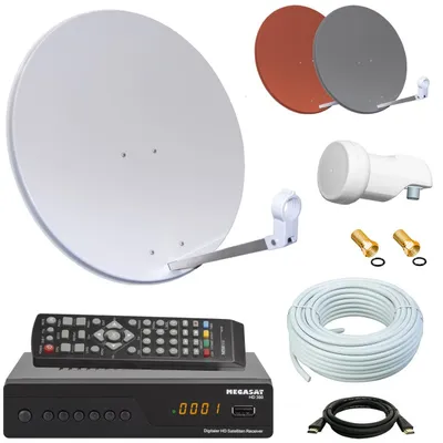 Produktbild von netshop 25 Digital SAT Anlage 60cm + HD RECEIVER + 10m Kabel + Opticum single LNB = HD Komplett Set (3 Farben wählbar)