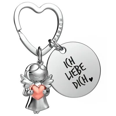 Produktbild von "Ich liebe dich" Schutzengel Schlüsselanhänger - Schutzengel Star mit Herz und Gravur Plättchen mit liebevoller Botschaft