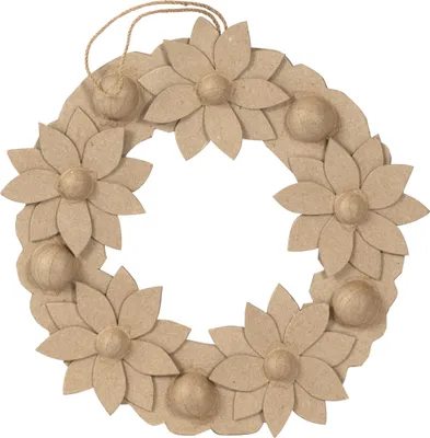 Produktbild von Décopatch Pappmaché Blumenkranz, abnehmbare Blumen 29cm - Kartonbraun HD067C