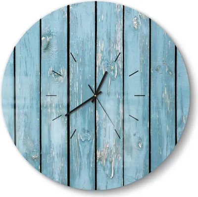 Produktbild von DEQORI Glasuhr Ø50 cm Modern 'Rustikale Holzwand' Wanduhr Glas Uhr Design leise Küchenuhr