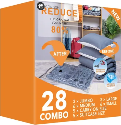 Produktbild von Vakuumbeutel 28 Stücke, 4 Größen, Kleideraufbewahrung, platzsparend
