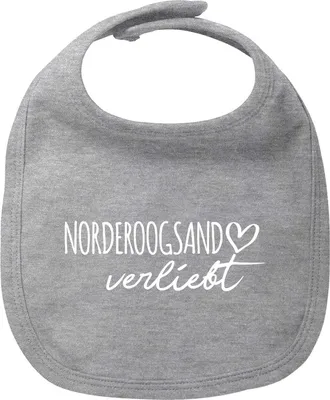 Produktbild von Huuraa Baby Lätzchen Norderoogsand verliebt Heather Grey Klettverschluss  Baumwolle Latz Geschenkidee