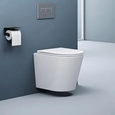 Image de doporro WC Suspendu Blanc Cuvette Céramique Toilette Abattant Silencieux avec Frein de Chute Aix108n