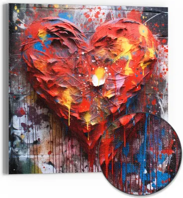 Produktbild von DEQOART Hybrid Leinwand Bild 50x50 cm 'Liebesexplosion' Wandbild Glas flach modern