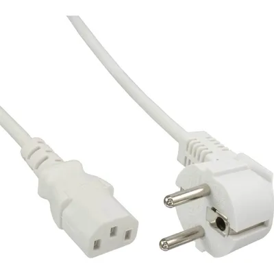 Produktbild von InLine® Netzkabel, Schutzkontakt gewinkelt auf Kaltgerätestecker C13, weiß, 5m