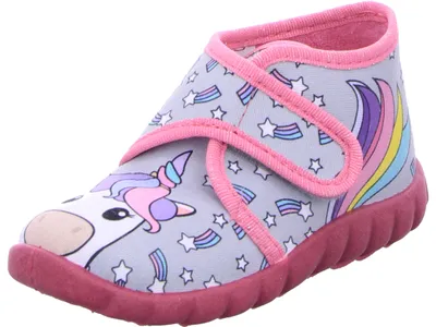 Produktbild von Fischer Markenschuh Mädchen Hausschuhe Flexi 22863-20, 22863-21, 22863-22, 22863-23, 22863-24, 22863-25, 22863-26 FIM-641541 grau/bunt 22 [Kinderschuhe]