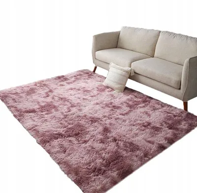 Obrázek produktu pro Plyšový růžový chlupatý králičí koberec 100x150 cm, měkký, příjemný, silný, chlupatý