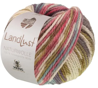 Produktbild von Lana Grossa - Landlust Naturwolle Print 0103 violett grün gemustert