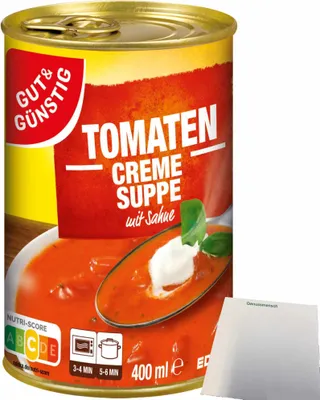Produktbild von Gut & Günstig Tomatencremesuppe mit Sahne verfeinert (400ml Dose) + usy Block