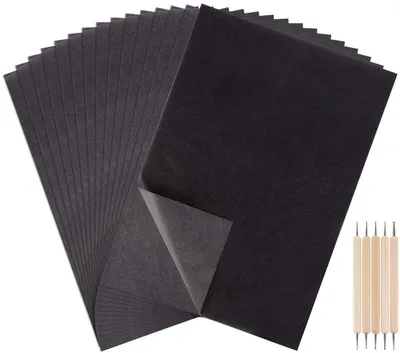 120 Blatt A4 Kohlepapier schwarz mit 5 Prägestiften
