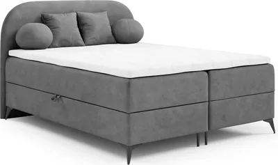 Produktbild von Boxspringbett Schlafzimmerbett GORGIA 160x200cm Stoff Jasmin Grau