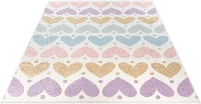 Productafbeelding van Unyqoos® Kinderkleed Beat Kids – Kinderkamerkleed met hartmotief, meerkleurig, zacht en gemakkelijk te onderhouden, polypropyleen,  Standard 100, 80 x 150 cm