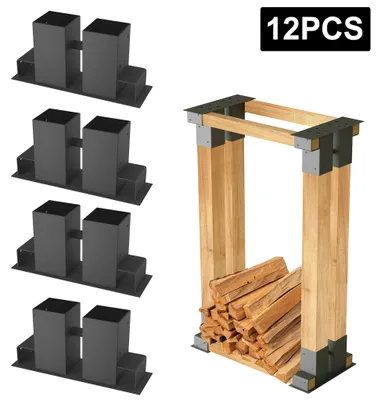 Productafbeelding van NAIZY, 12-delig houtsnipperopslagssysteem, individueel instelbare lengte en hoogte, houdt hout van de grond, geschikt voor kelder, garage, terras