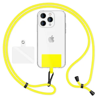 Obrázok produktu pre HoldMe Air Edition - univerzálna šnúrka s 2 podložkami a karabínou (matná čierna) - 160 cm popruh na mobilný telefón - žltá