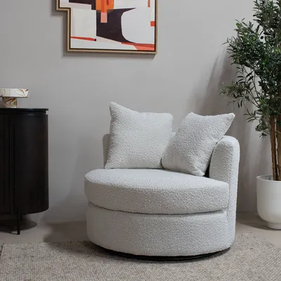 Produktbild von Drehsessel Rund - Beige - Stoff - Drehsessel Thony - Giga Meubel