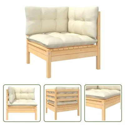 Produktbild von The Living Store Garten-Ecksofa mit Kissen in Creme Massivholz Kiefer