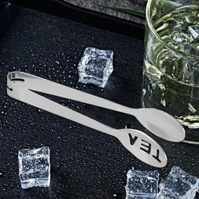 Produktbild von Teebeutel-Quetschlöffel aus Edelstahl, geeignet zum Greifen von Eiswürfeln, Zucker und Zitronenscheiben