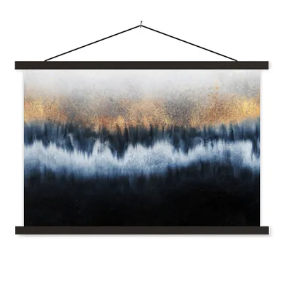 Produktbild von MuchoWow® Textilposter Abstrakt - Gold - Luxus - Blau 90x60 cm mit schwarzem Rahmen - Aufhängungssatz