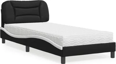 Produktbild von vidaXL Bett mit Matratze "Hvar" Schwarz und Weiß 90x190 cm Kunstleder
