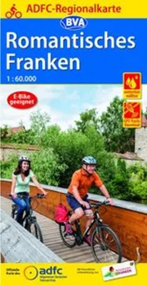 Immagine prodotto di Carta regionale ADFC della Franconia Romantica, 1:60.000, resistente agli strappi e alle intemperie, download tracce GPS