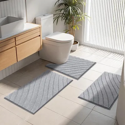 Image de Ensemble de 3 tapis de bain antidérapants en microfibre
