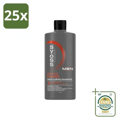Zdjęcie produktu dla 25 sztuk szamponu SYOSS Men Power - wzmacniająca pielęgnacja włosów normalnych - 440 ml - zestaw ekonomiczny