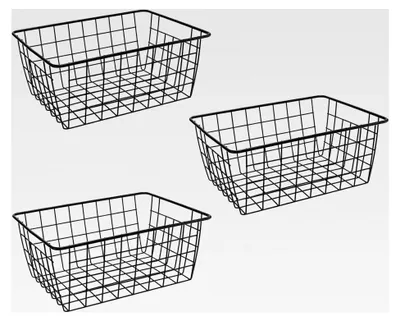 Produktbild von 3 Stück Drahtaufbewahrungskörbe, 28x22x12cm, Metallkorb klein, Badkorb, Wandkorb, offenes Drahtdesign, Gitterkorb für Büro, Küche, Bad