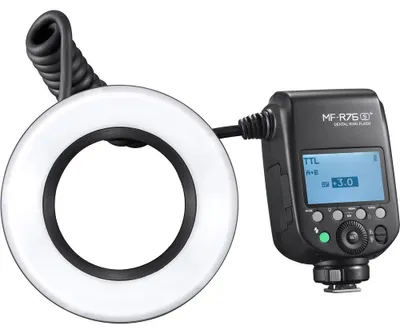 Imagen del producto de Godox MF R76S+: Flash de anillo macro para Sony, con configuraciones específicas para dentistas