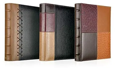 Fotoalbum mit Schuber, 200 Fotos 10x15 cm, Leder, 19x25 cm, Braun