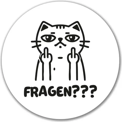 Produktbild von Huuraa Aufkleber Fragen? grimmige Katze 10cm rund Sticker Geschenkidee