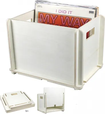 Immagine prodotto di Cassa porta dischi in vinile LP - per riporre i dischi in vinile LP - in legno - bianca