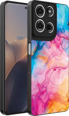 Productafbeelding van Geschikt voor:Motorola Edge 60 Pro telefoonhoesje met regenboogacrylmarmermotief - TPUAchterkant hoesje met regenboogacrylmarmermotief - Smartphonica