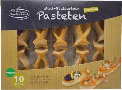 Produktbild von Hack's Hausbäckerei Mini Blätterteig Pasteten Fischform 10 Stck. Buffet Fingerfood