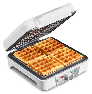 Produktbild von Yabano Waffeleisen 4 Belgische Waffeln Doppel Waffelautomat Eckig Weiß