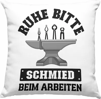 Produktbild von Trendation - Schmied Geschenke Deko-Kissen mit Füllung 40x40 mit Spruch Hufschmied  Deko-Kissen mit Füllung 40x40 Geschenkidee (Grau)