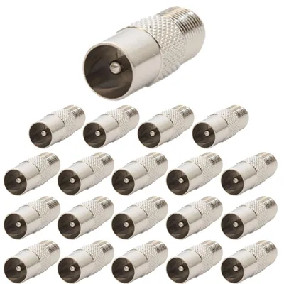 Produktbild von 20x PremiumX F-Adapter Koax Stecker auf F-Buchse für TV und Koaxkabel