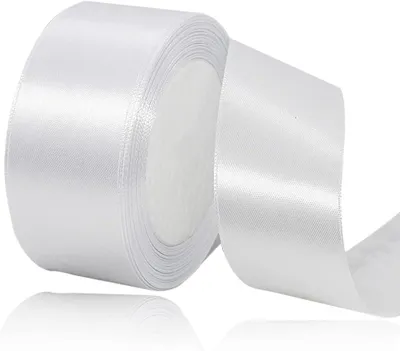 Productafbeelding van Satijnen lint wit 40 mm - 22 meter decoratief cadeaulint - Breed lint - Stoffen lint voor bruiloft