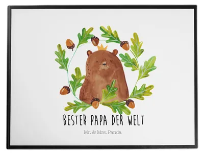 Produktbild von Mr. & Mrs. Panda schreibtischunterlage Bär König - Weiß - Geschenk, Teddy, Papa, Tischschoner, Papi, malunterlagen, Schreibunterlage, Vatertag, schreibtischunterlagen