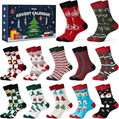 Produktbild von Adventskalender Socken Herren 12 Paar Mehrfarbig Größe 43-46 Baumwolle